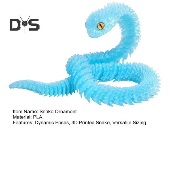 30cm/40cm/60cm 3D Printed Snake Ornament Movable Joints Bedside Table Snake Figurine Prank Toy Desk Decor