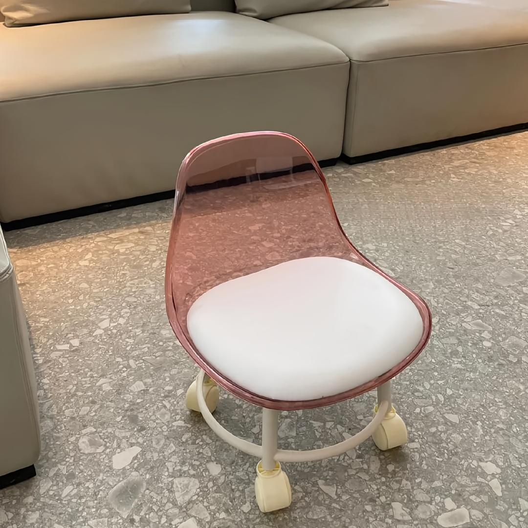 

Современный вращающийся на 360° кристальный стул на колесах – прозрачное пластиковое сиденье и подушка, ролики для легкого перемещения, идеально подходит для использования в офисе и дома 1pc розовый