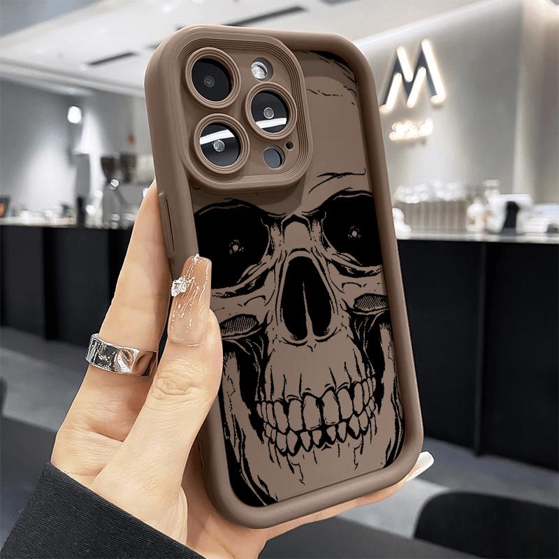 Minimalist Black Skull Pattern Silicone Soft Phone Case For iPhone 17 16 15 Pro Max 14 13 12 11 Pro 17 Air 16E XS X XR Cover
