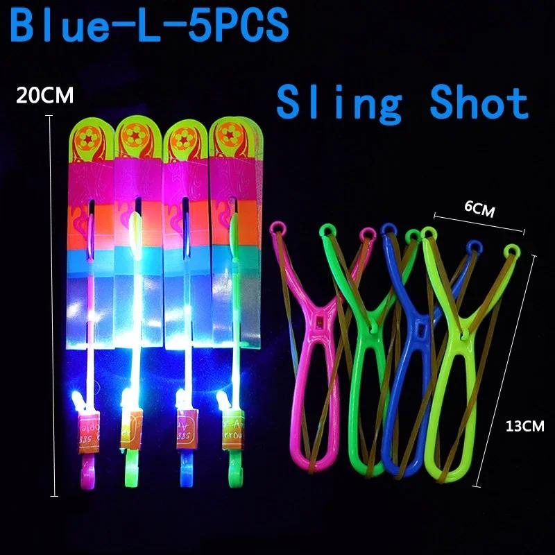 Summer Outdoor Games LED Lights Arrow Slingshots Flying Toys Kids Flying Helicopters Birthday Party Fun Gifts Elastic Slingshots