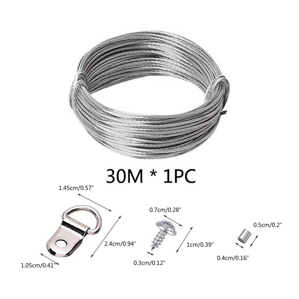 Industrial Grade Metal Picture Wires Bundles 30m Length Wires Set Simple Installation Wires Kits 131pcs/set for Frames