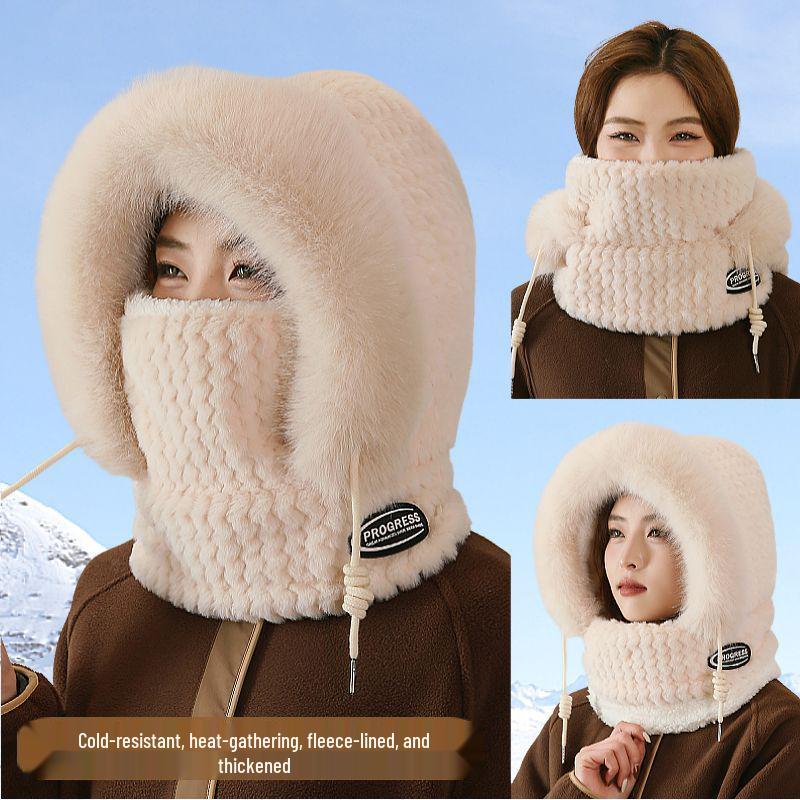 

Women s Winter Windproof Hat with Plush Ear Protection and Integrated Neck Gaiter