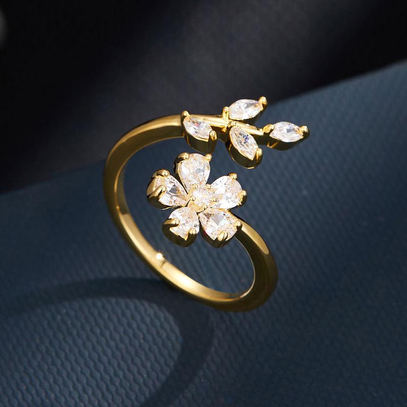 Elegant Gold-Plated Adjustable Wheat Ear Open Ring