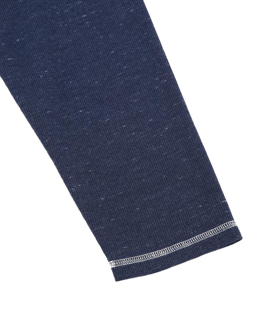 IL CORSO Pin Slub Waffle Long Sleeve T-Shirt Blue