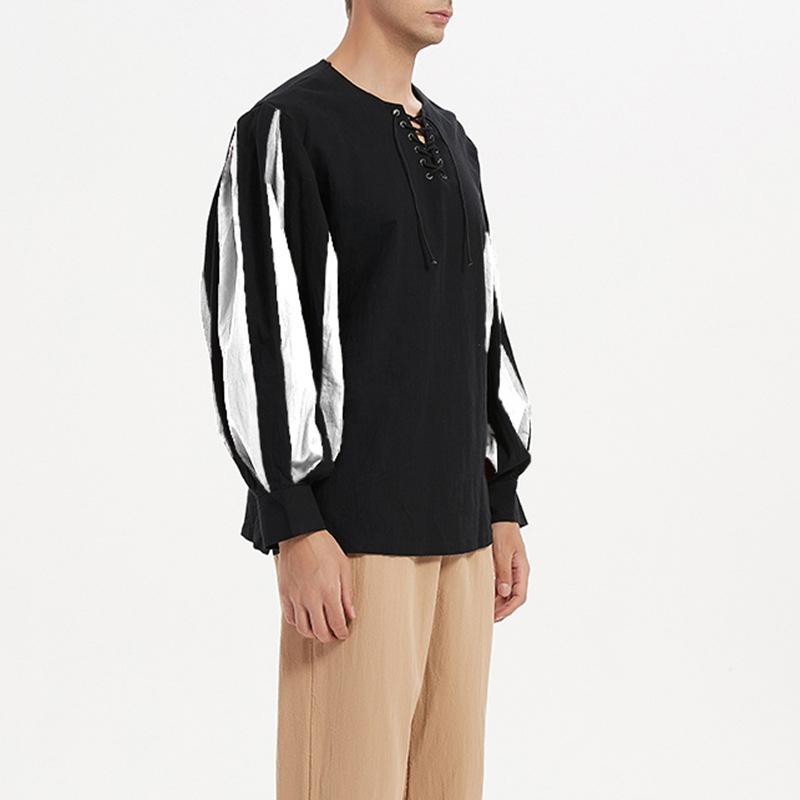 Cămașă cavaler de vară, vintage, cu mâneci lungi, cu șireturi, cămașă de rochie de performanță dramă medievală