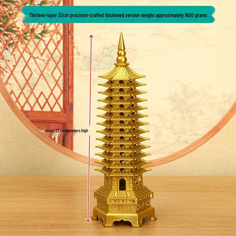 Miedziana ozdoba Pagody Wenchang: Duży, 7-13 warstwowy chiński buddyjski wystrój do domu i świątyni