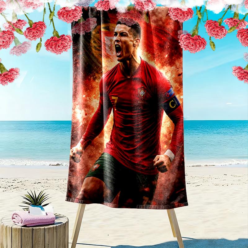 Asciugamano da Spiaggia con Stampa C Ronaldo, Asciugamano Grande Morbido ad Asciugatura Rapida per Spiaggia Campeggio Nuoto
