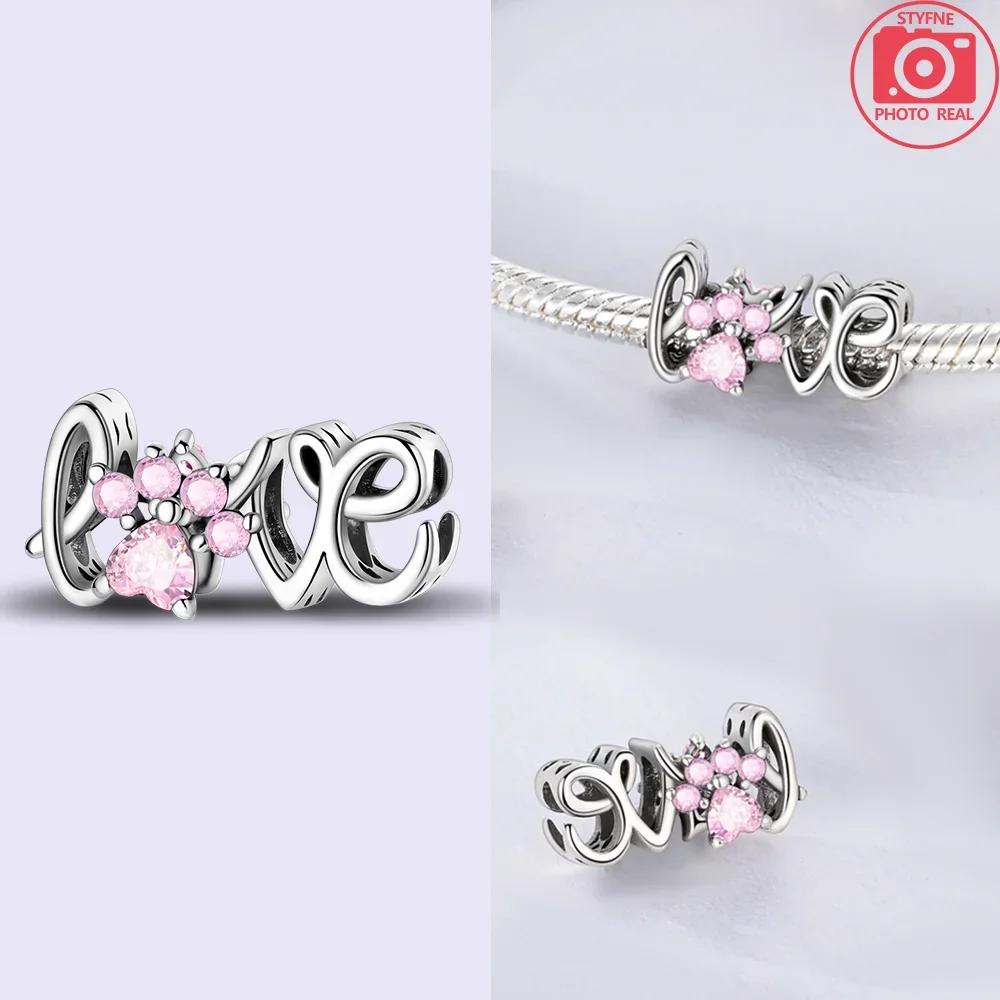 Copper Charm Fit Original Pink Pendant Charm Bracelet Necklace Women Beads Diy Jewerlry Accessories Fine Gift