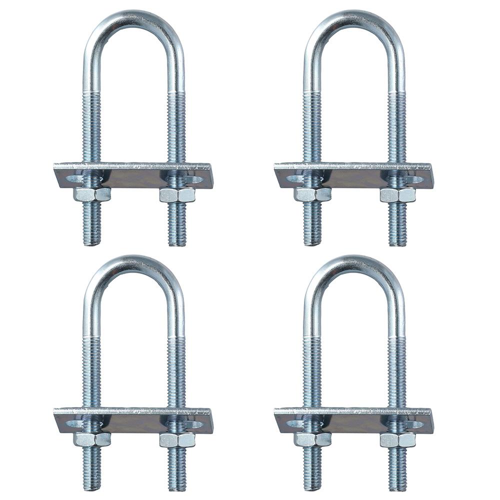 4KS Ocel, Pozinkovaný Povrch Kulaté U-šrouby Stříbrné s Matkou Podložkou Kulatý Ohyb U Třmen