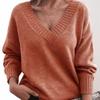 VAYLA New Simple Long Sleeve Pullover Knitted Sweater Women Casual Loose Red Sweaters V Neck Autumn Winter Clothes Bottoming Tops 5XL
