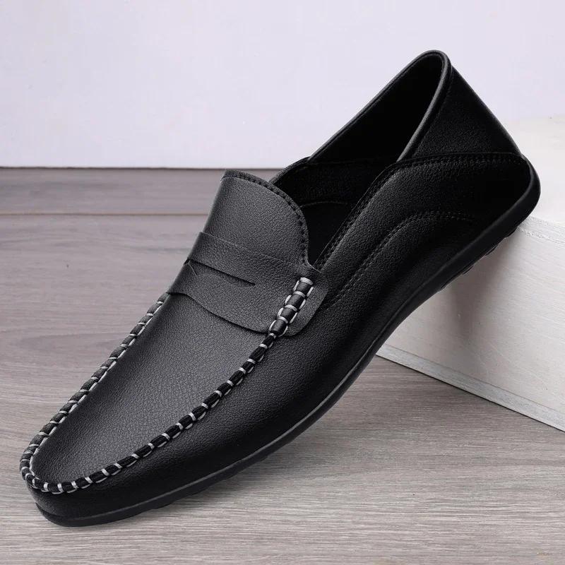 Fashion Summer Man Loafers Wedding Dress White Driving Moccasins Footwear Men Casual Shoes Split Leather Slip On Lightweight Male Shoes