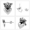 [Shinjuku Gin No Kura] Heart Crown Stud Earring (Single Earring) - Crown Style, 925 Sterling Silver, Gothic, Gothic Lolita Style, Small