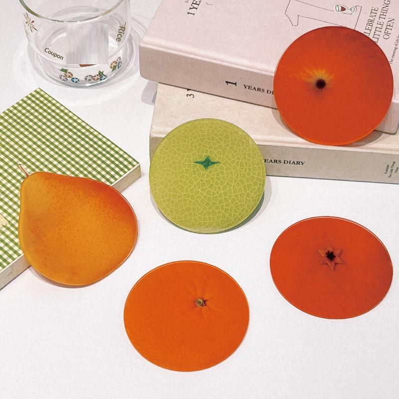 Kreativer oranger Acryl-Untersetzer, transparent, Frucht, verbrühsicher, hitzeisolierende Matte, Heim-Schreibtischdekoration