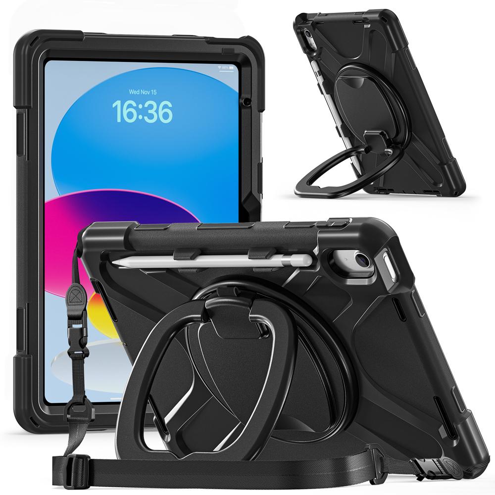 Portable Tablet Cases for 11.0" IPad 11/10 2025/2022 10th/11th A16 Case IPad11 A2757/A2696 Cover Silicone+PC Rotate Stand Shell