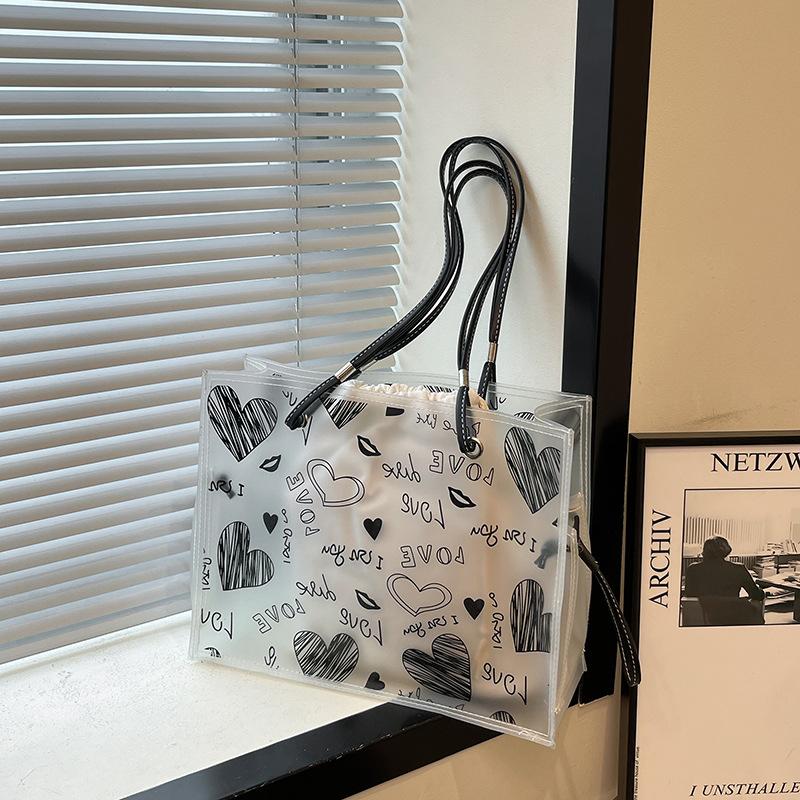 

Summer popular large-capacity tote bag women s new fashion graffiti shoulder jelly bag mother and child bag