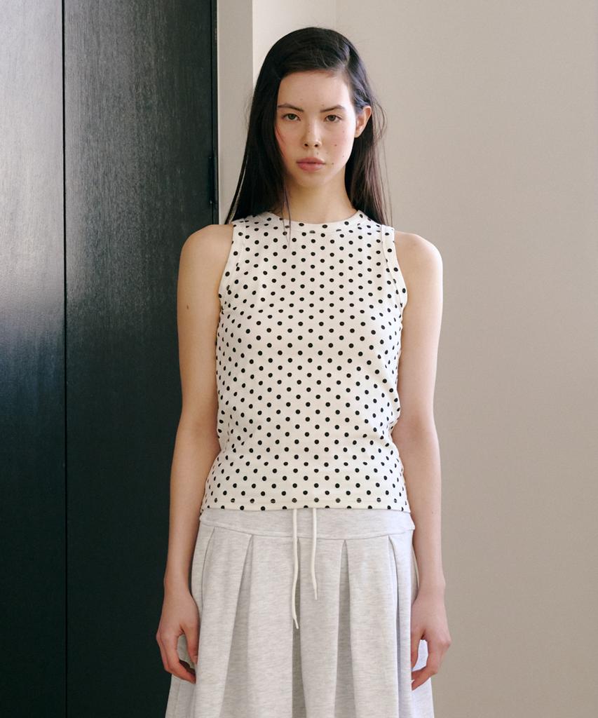 FUNFROMFUN Dotted Tank Top, White