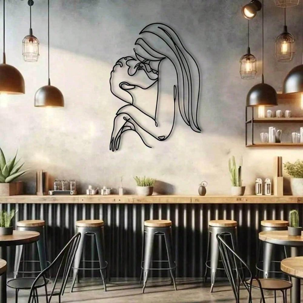 1 PC Couple Kissing LOVE Feeling Minimalisty Metal Wall Art - Modern Home Decor for Bedroom, Living Room, or Bathroom.