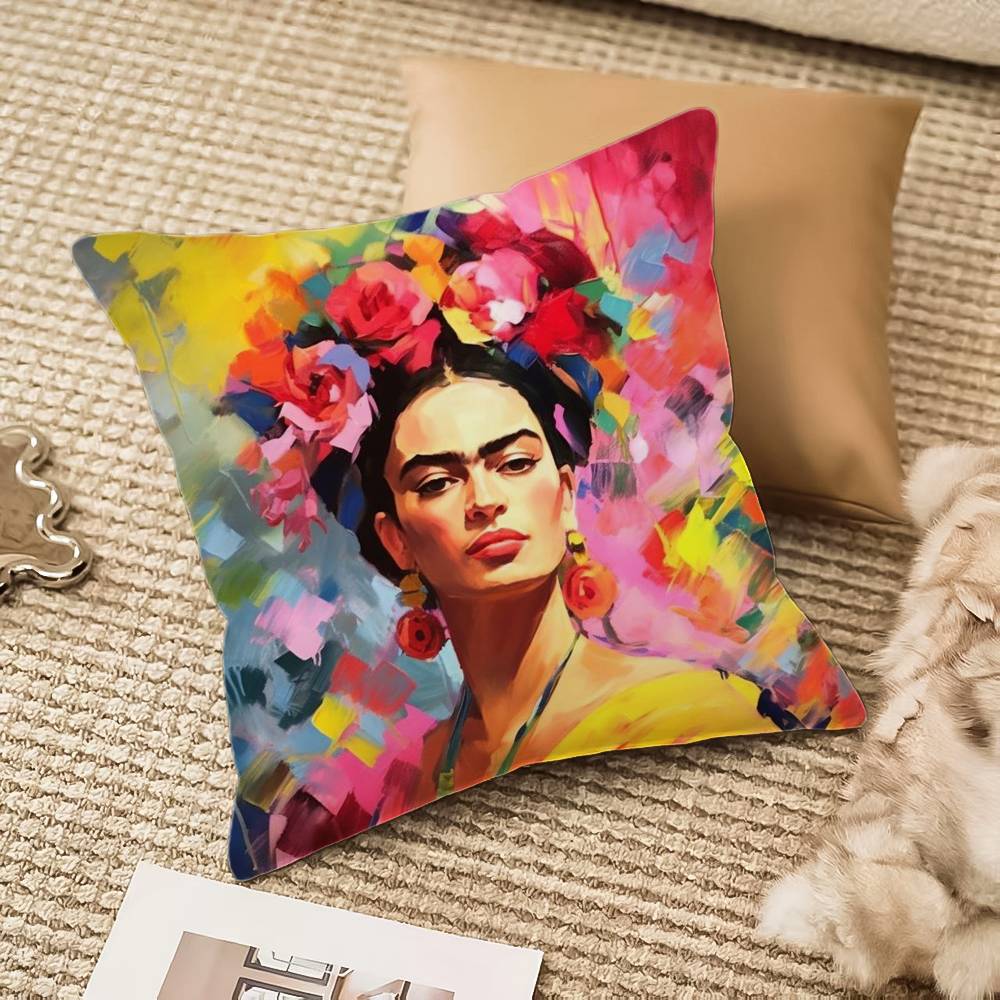 

F-Fridas Painting Art Pillow Case Anti-dustmite Invisible zipper Sofa Bed 12x12Inch