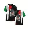 Mens Mexico Flag 3D Printed Short Sleeve T-Shirt Loose Fit Breathable Sport Tee Football Fans