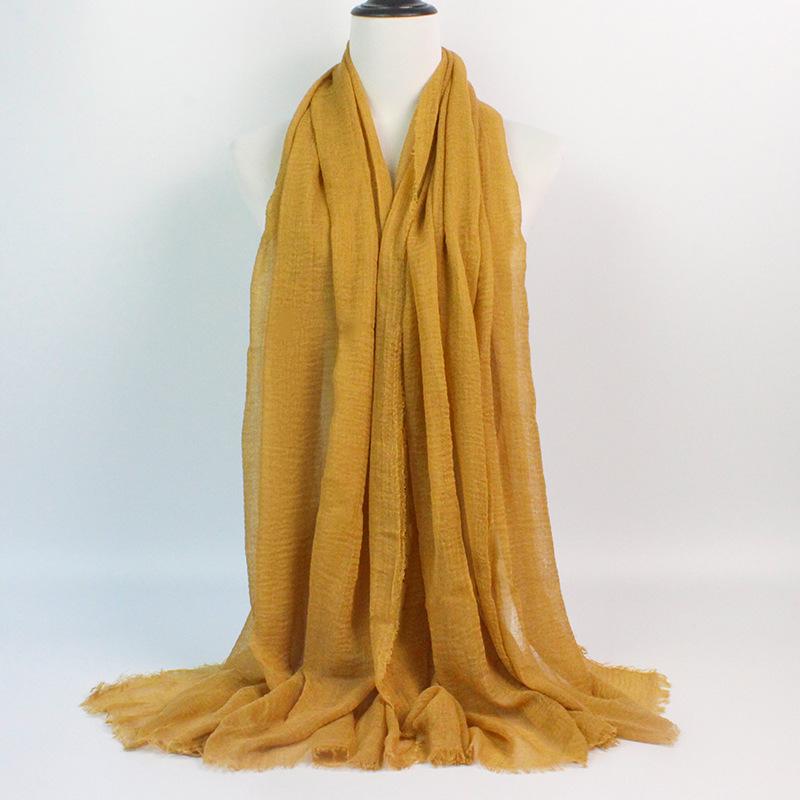 Crinkled Rayon Scarf Shawl: Solid Color, Natural Wrinkle, Fringed, Beach Towel, Bride/Bridesmaid/Party Evening Dress Accessory.
