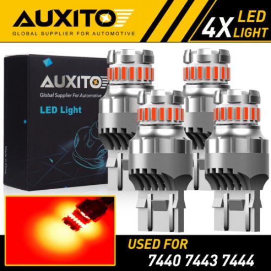 4X 7443 7440 Red LED Strobe Flashing Blinking Brake Light For Honda Accord Civic