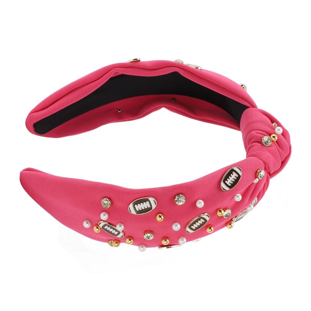 Valentine"s Day Headband Women Crystal Acrylic Rhinestone Wide Knotted Headband for Festivals Rose