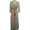 Women's Summer Print Seven-point Sleeve Elastic Waist V-neck Chiffon Sexy Dress