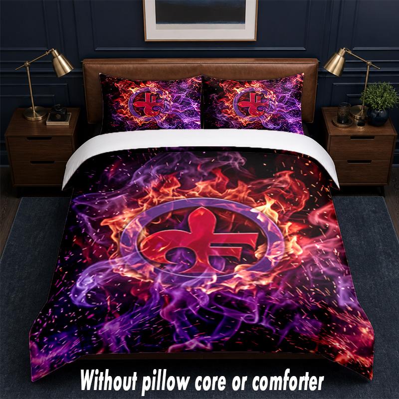 Fiorentina FC Design Bed Bedding Set 1 Duvet Cover + 2 Pillowcases Soft Breathable Household Bed Linens