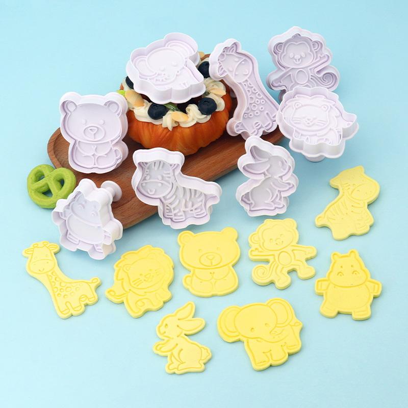4 Pcs/Set Animal Plastic Biscuit Mold Diy Kitchen Cake Decorating Tools Cookie Cutter Stamp Fondant Embosser Die
