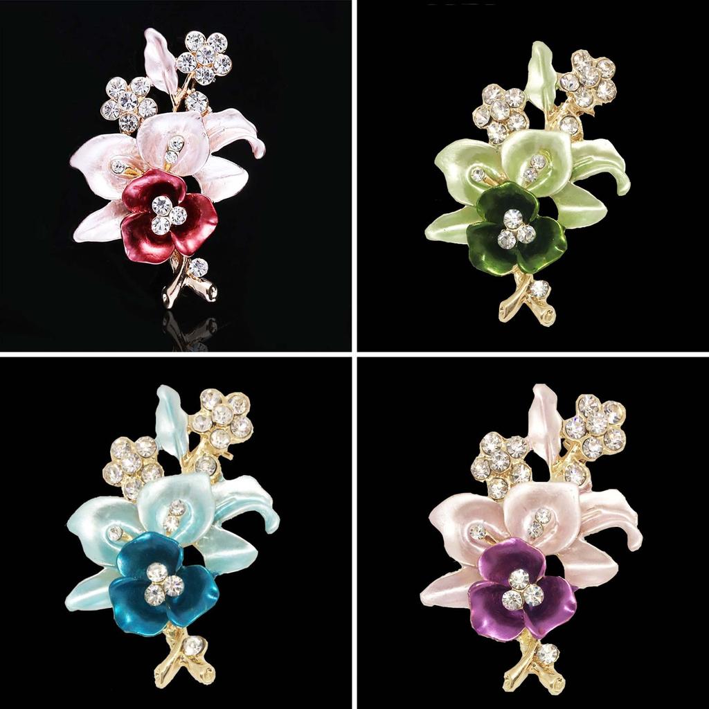 Shiny Jewelry Women Flower Brooch Pin Metal Enamel Collar Badge