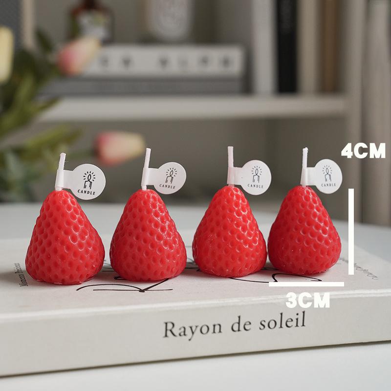 Handmade Cute Strawberry Scented Soy Wax Candle – Creative Birthday Party Favor Gift
