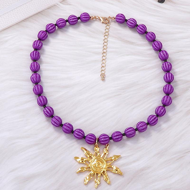 New Vintage Metal Sun Flower Pendant Necklaces Handmaed Beaded Choker Necklace For Women Holiday Party Jewelry Gifts