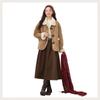 MJ STYLE Women's Faux Suede Shearling Stand Collar Jacket