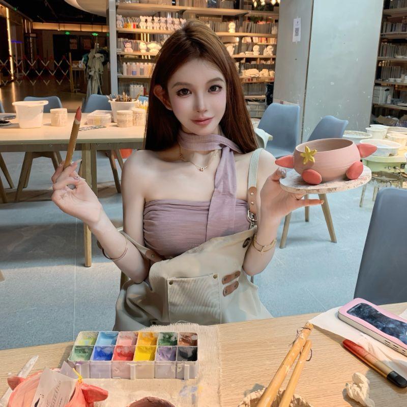 

Pure Desire Sexy Style Sexy Tube Top Vest Female Purple New Ruched Stylish Slim Fit Backless Bottoming Shirt Tops Summer Purple S