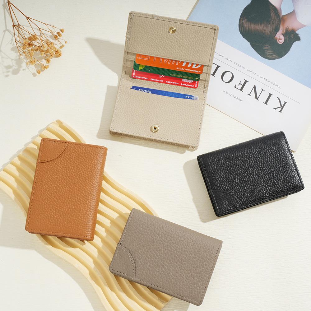 New multi-functional card bag, genuine leather business card bag, fashionable Japanese and Korean cowhide business card holder, change bag.