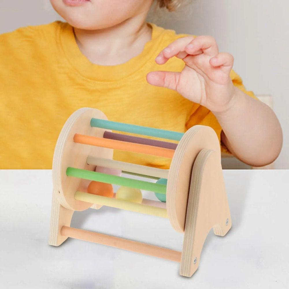 Montessori Rainbow Spinning Drum Color Shape Cognition Ball Busy Drum Toy Boys Toys