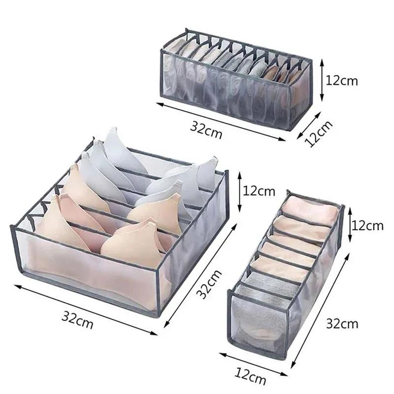 2/3Pcs Underwear Drawer Organizer Storage Box Foldable Closet Organizers Drawer Divider Storage Boxes For Underpants Socks Bra