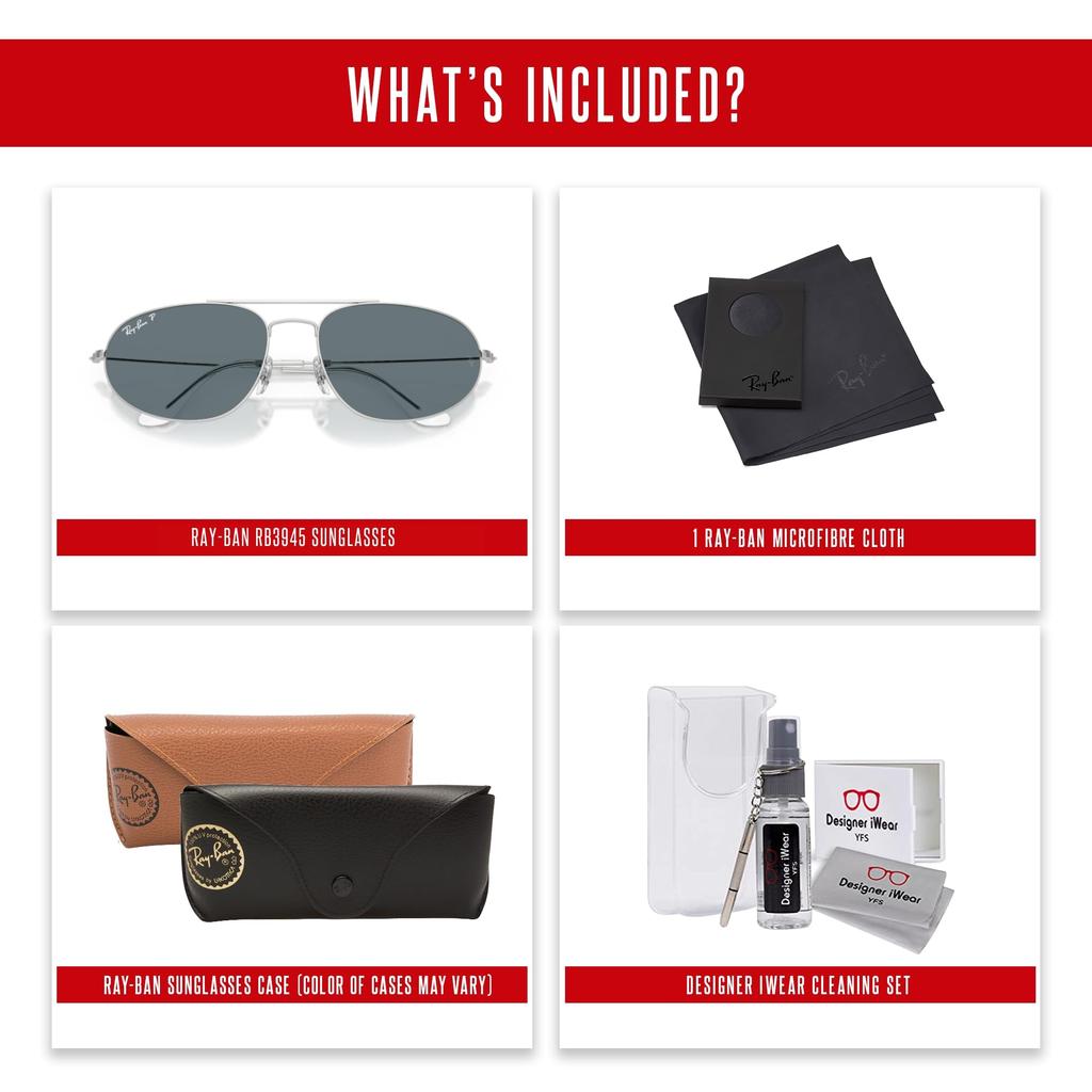 sunglasses 0RB3945 SILVER DARK BLUE POLAR 62mm polarized Ray-Ban