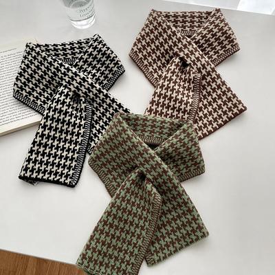 Winter Warm Long Scarf Korean Simple Couple Warm Thickening Plaid Scarf Double Knitted Scarf Student Versatile Warm Thicken Neck