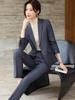 Women's 2025 Gray Wool High-End Professional Suit Set for Hotel Front Desk and Jewelry Store Workwear