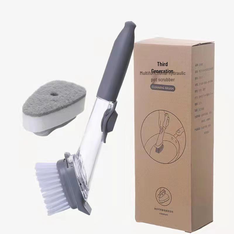 Automatic Liquid Dispensing Dishwashing Brush with Long Handle - Non-Stick Oil Cleaning for Kitchen