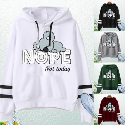 Damenmode Kreative Koala Nope Not Today Print Hoodies für Damen Übergröße Lustiges Langarm-Pullover-Sweatshirt