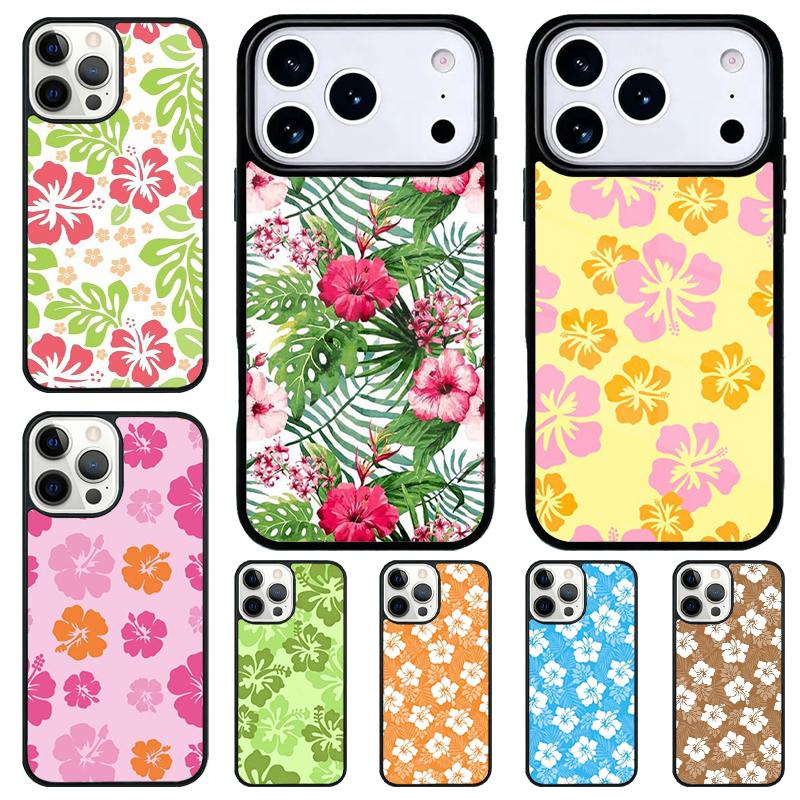 Hibiscus Flowers Floral Hybrid Phone Case for iPhone 17 Air 16 15 11 12 14 13 Pro Max Shockproof Cover