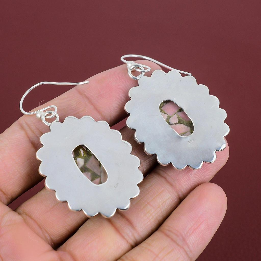 Copper Pink Opal Earring Natural Gemstone Earring 925 Sterling Silver Earrings Beautiful Dangle Earrings Handmade Boho Jewelry Gifts For Her