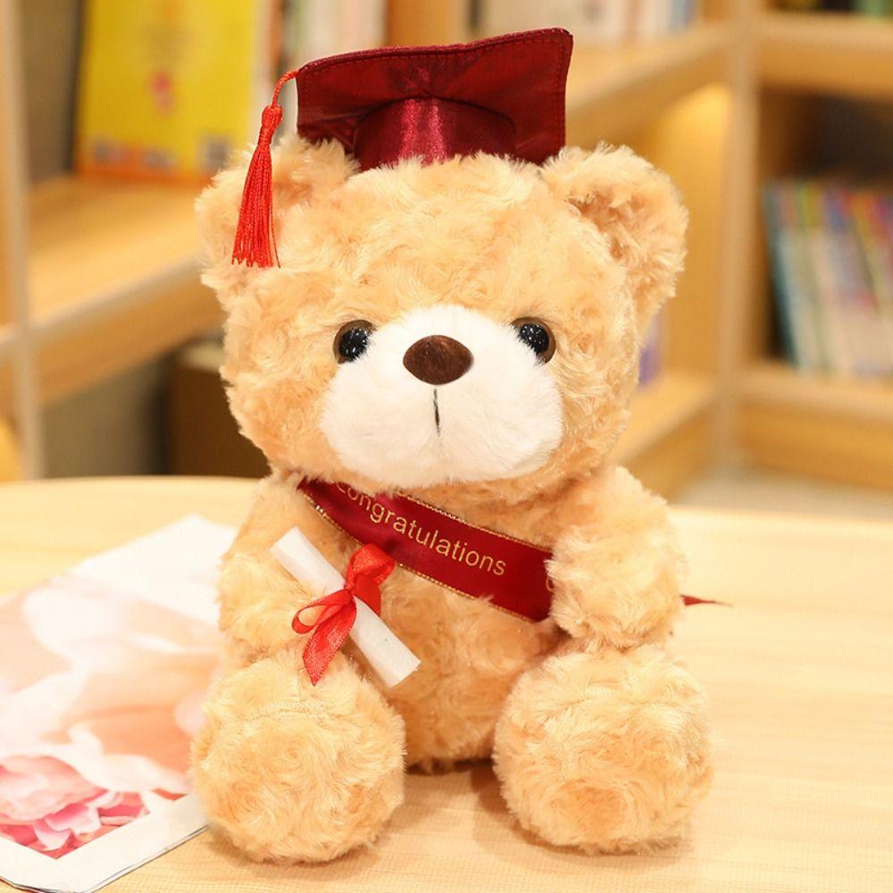 Cute Bachelor Bear Plush Toy Soft Bear Animal Doll  Graduation Season