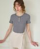 Salon De Yon Punching Stripe T_ Navy