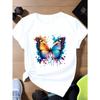 European Size Butterfly Colors Women's Plus Size Sports Short Sleeve T-Shirt