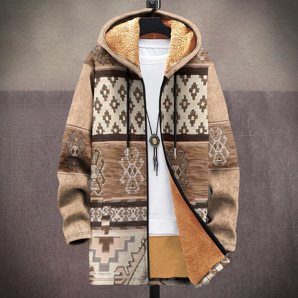 Νέο μπουφάν πολύχρωμα στοιχεία μοτίβου B1 φερμουάρ ζακέτα με κουκούλα χοντρό χειμερινό φλις μοντέρνα καπιτονέ ρούχα