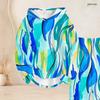 Women Plus Size Blue Pink White Printed Two Piece Set Long Sleeve Hooded Top Cuffed Pants