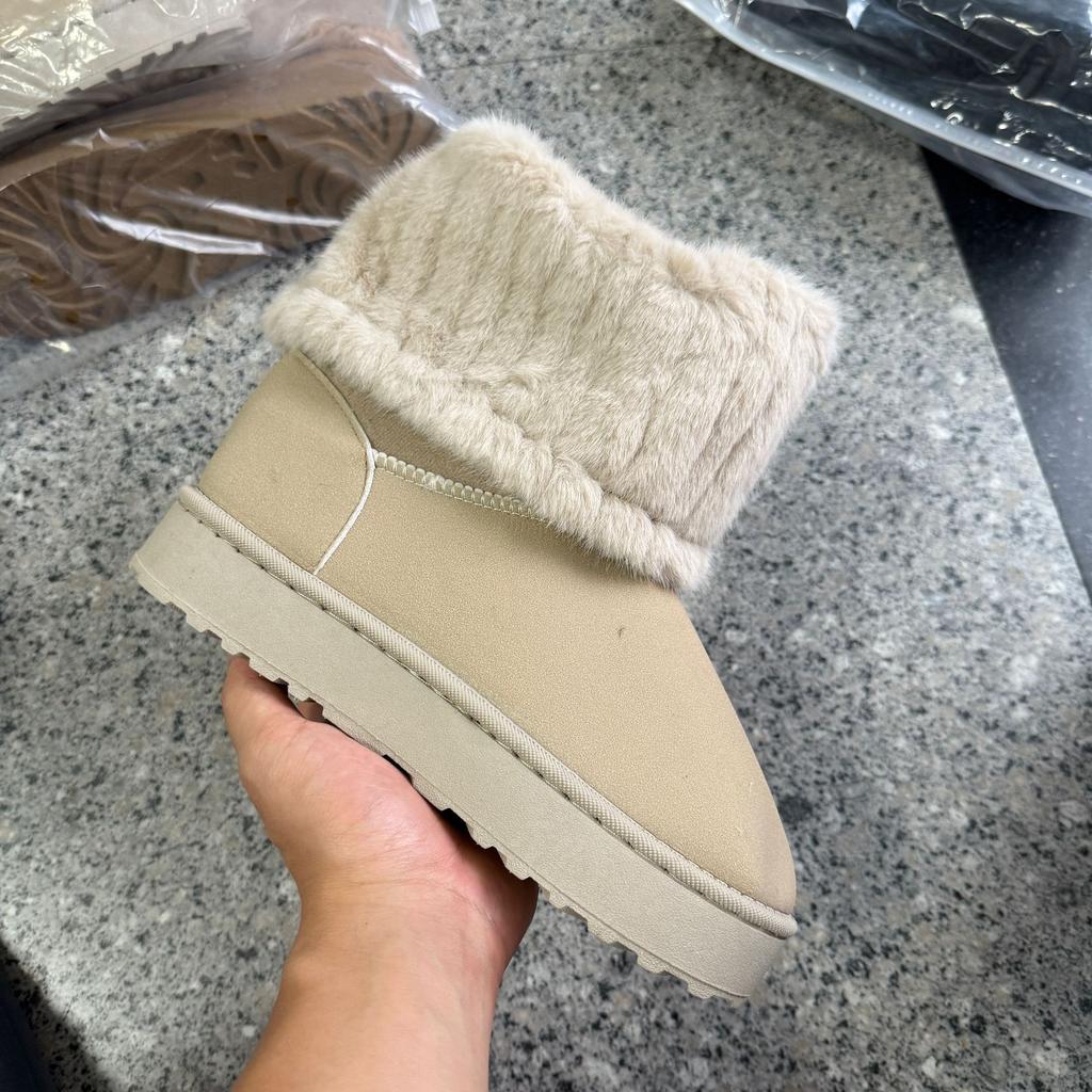 Women's Shearling Snow Boots Short Shaft,Flat Warm Winter Ankle Booties with Plush Fleece Lining,Cozy Casual Boots